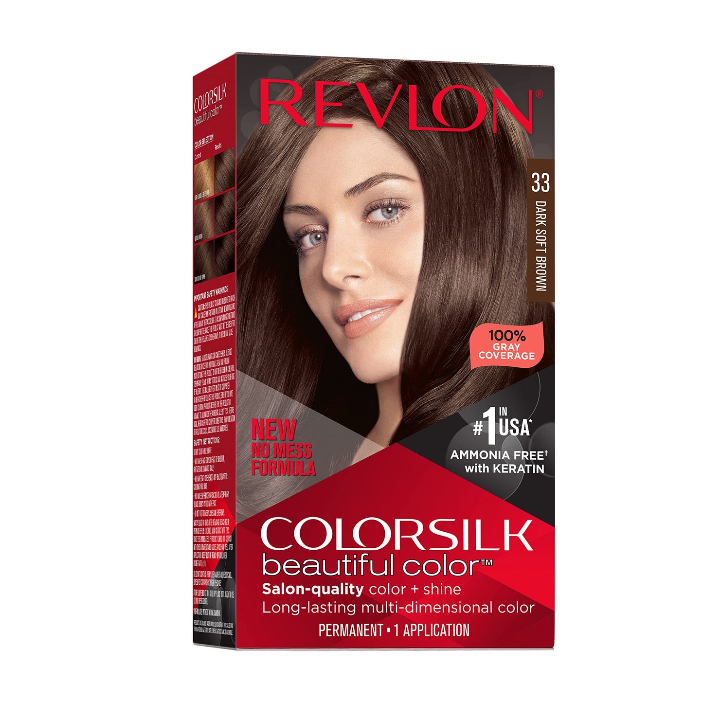 Revlon Colorsilk Beautiful Color Permanent Hair Color, Long-Lasting High-Definition Color, Shine & Silky Softness with 100% Gray Coverage, Ammonia