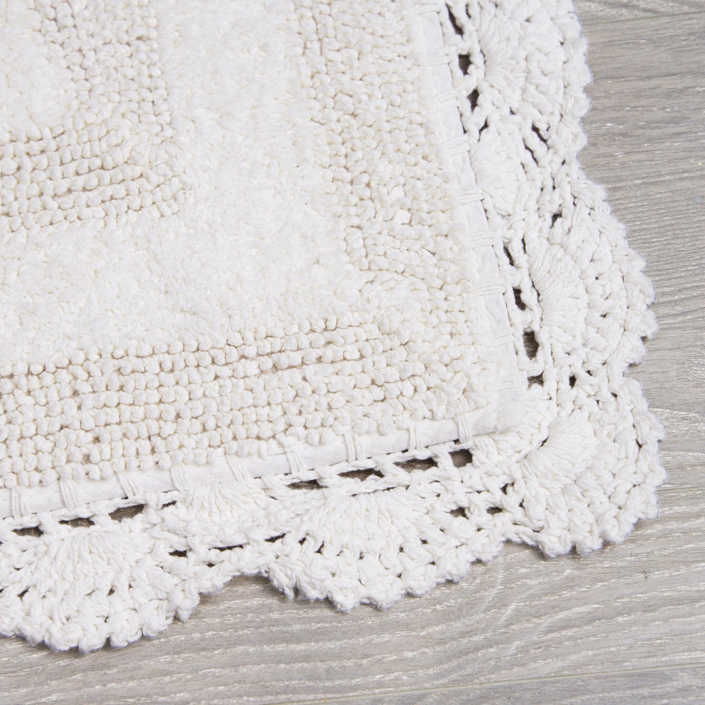 Laura Ashley Absorbent Bath Mat Reversible Crochet Soft and Plush Bathroom Mat 100% Cotton21x34 Bath Rug, Ivory