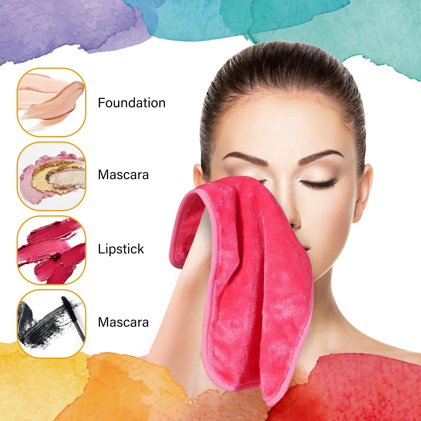 Nugilla Makeup Remover Cloths, 8 Packs Makeup Remover Towels Reusable Face Wash Cloth, Soft Microfiber Face Cloth for Women Beauty and Personal Care NUGILLA