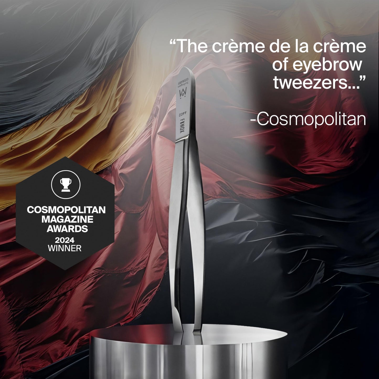 GERMANIKURE Professional Perforated Slanted Tweezers - FINOX Stainless Steel Sharp in Leather Case - Ethically Made in Solingen, Germany - 4403