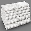 Softerry European Waffle Weave Bath Towel Set of 8-100% Organic Cotton - Quick Dry Lint Free Thin and Absorbent - Fade Resistant - Eco-Friendly…