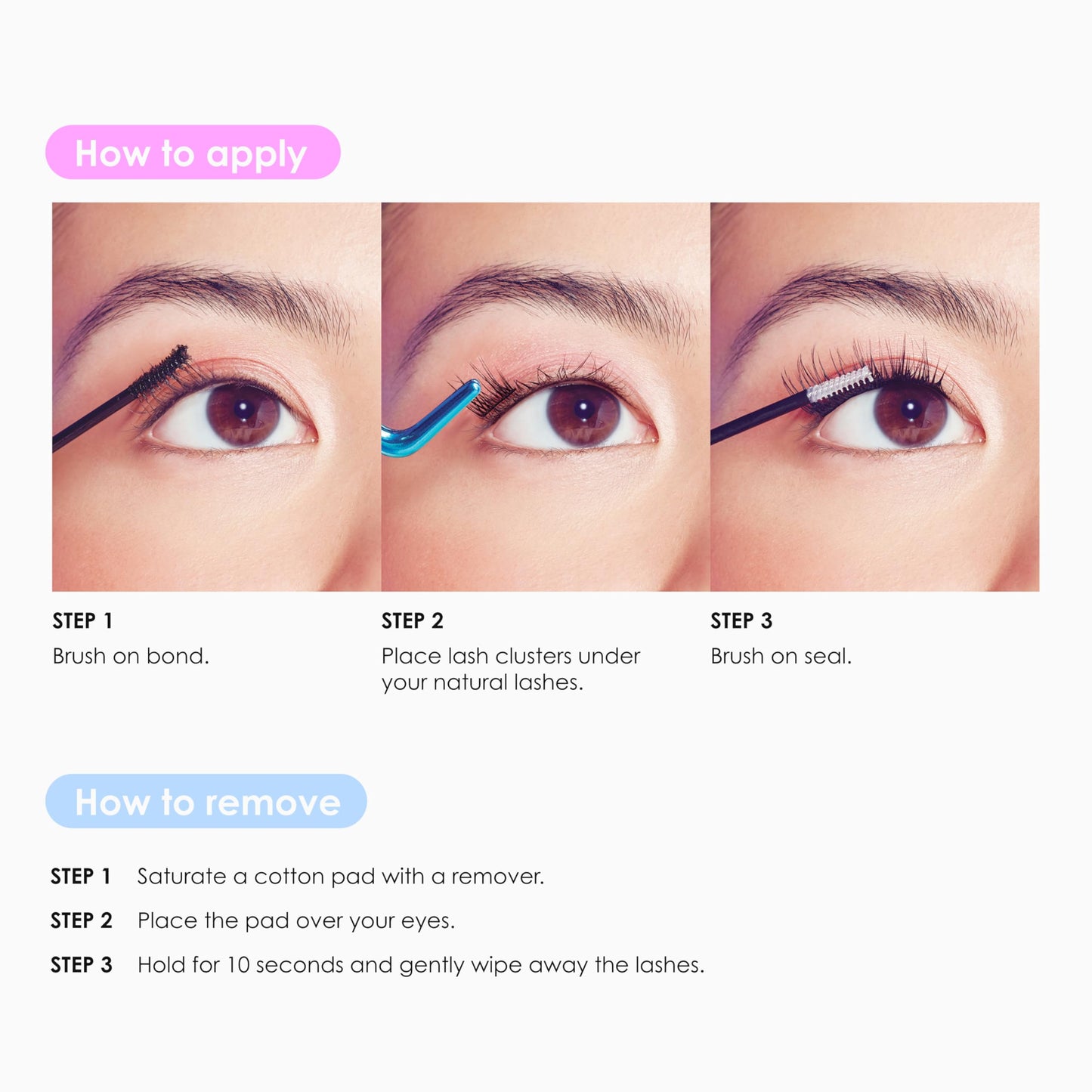 KISS Falscara DIY Lash Extension Starter Kit 10 Reusable Featherlight Eyelash Lengthening Wisps, Applicator, Bond & Seal