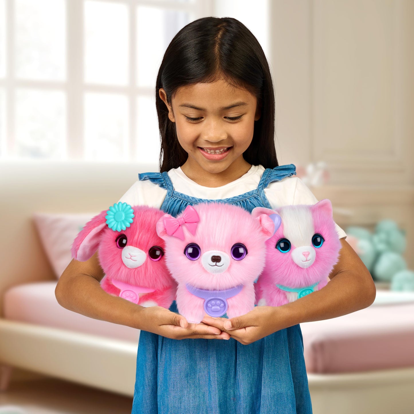 SCRUFFALUVS Pet Scruffs Pink - Mystery Plush Toy, 7.5" Tall - Wash to Reveal 1 of 3 Rescue Pets: Puppy, Bunny, or Kitty - Includes 8.7" Deluxe Pet…