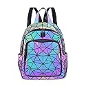 SIYUE Luminous Geometric Backpacks Women Purses and Handbags Holographic Reflective Bags Iridescent Backpack A1