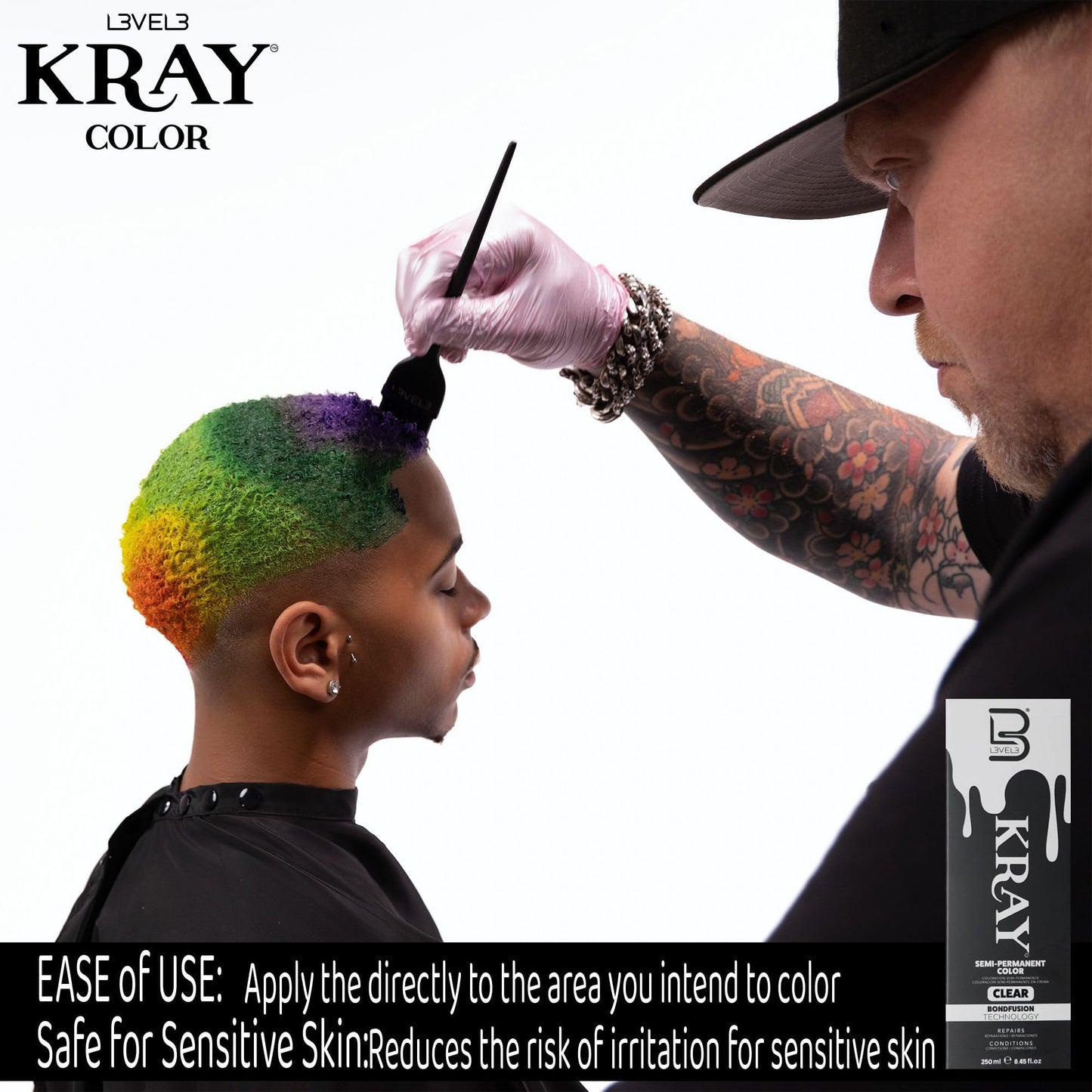 L3 - Level 3 Kray Semi Permanent Hair Color - Semi Permanent Hair Dye with Aloe Vera - Clear