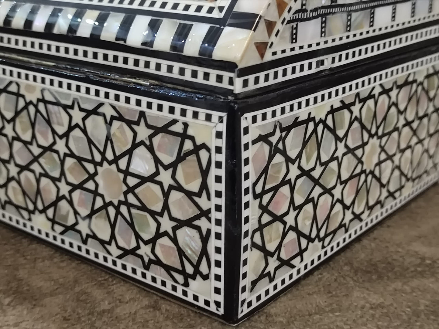 Handmade Egyptian Jewelry Box - Mother of Pearl Inlay - Decorative Wooden Trinket Box for Women Oriental Keepsake Storage Organizer ((11" x 7.2" x…