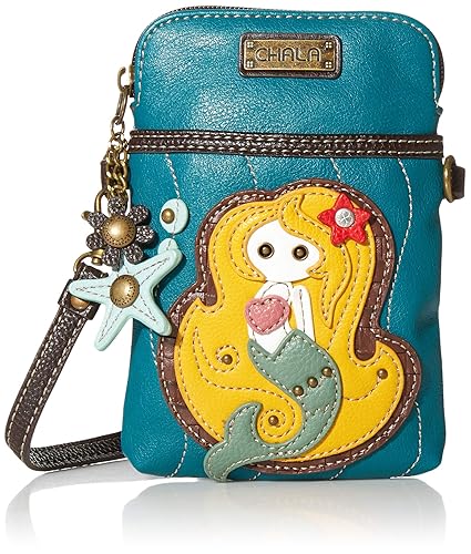 Chala Cellphone Crossbody Handbag Mermaid/Blue, 5" x 7.5" x 1"