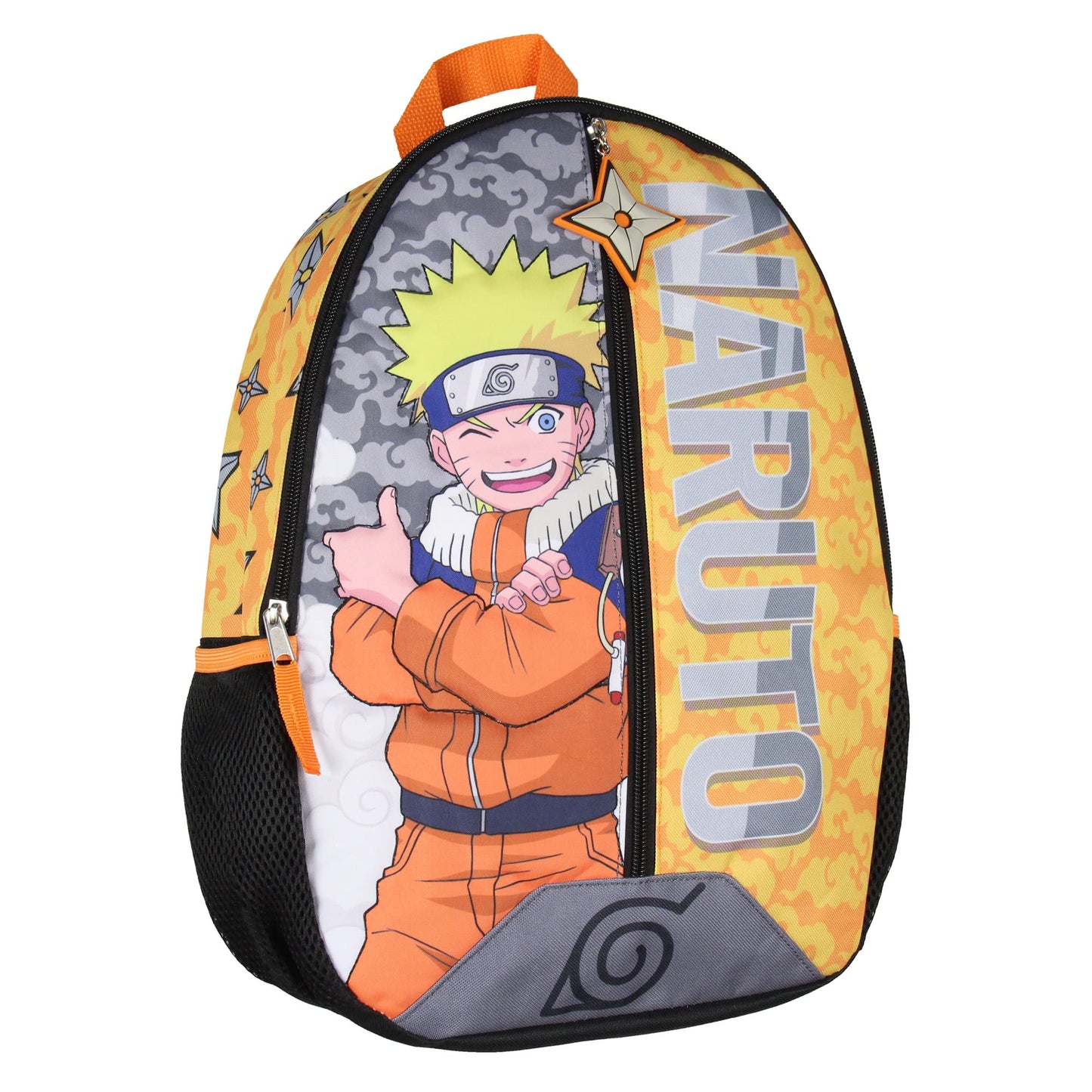 Bioworld Naruto Backpack 3D Quilted Character 16" Kids School Travel Backpack w/Rubber Shurukien Zipper Pull