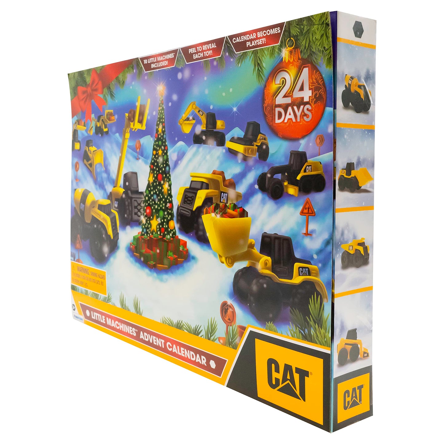 CAT Construction Toys Little Machines Advent Calendar – 24 Pc Set with 10 Mini Vehicles & Magic Insta-Dirt, Kids Ages 3+