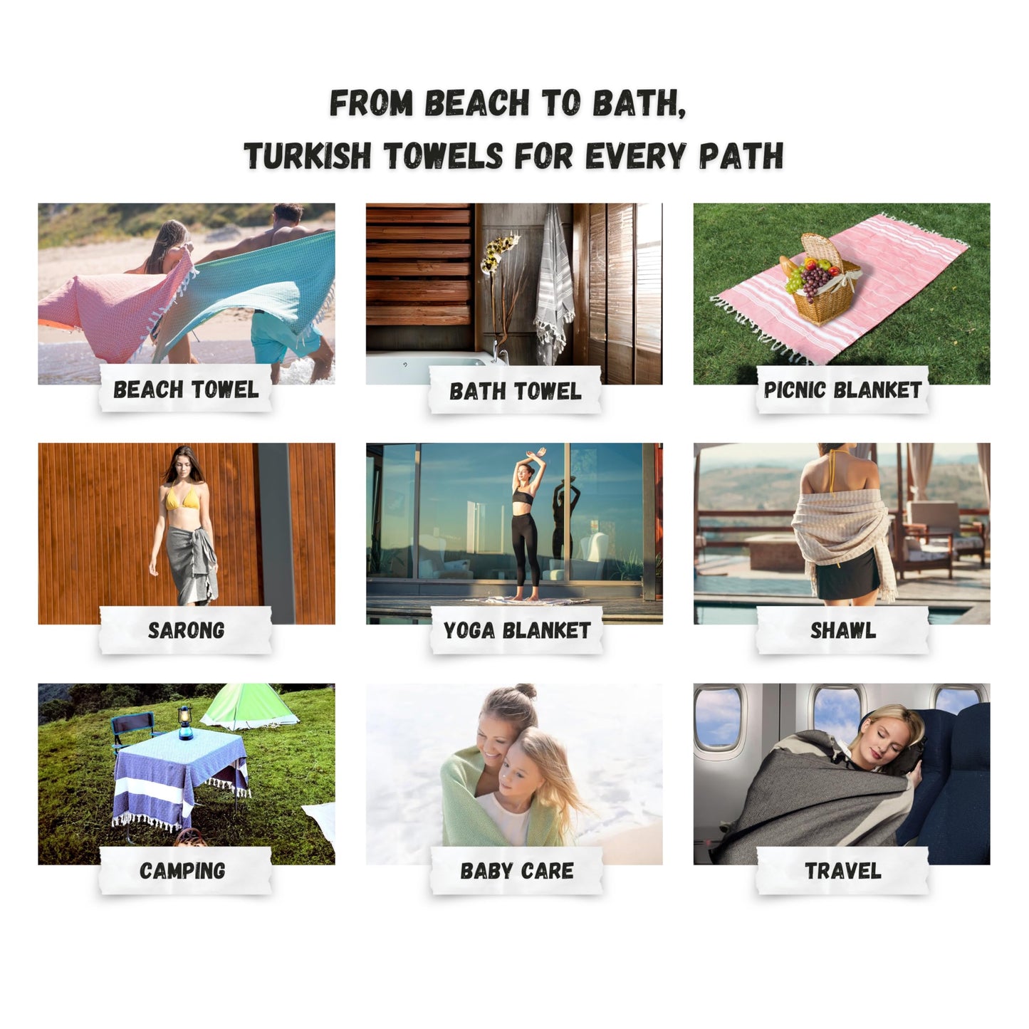 Bazaar Anatolia Turkish Beach Towel - 100% Cotton, Quick Dry, Sand Free Towel for Bathroom, Travel, Camping - Oversized 71x39 Inches - Arpa Mint