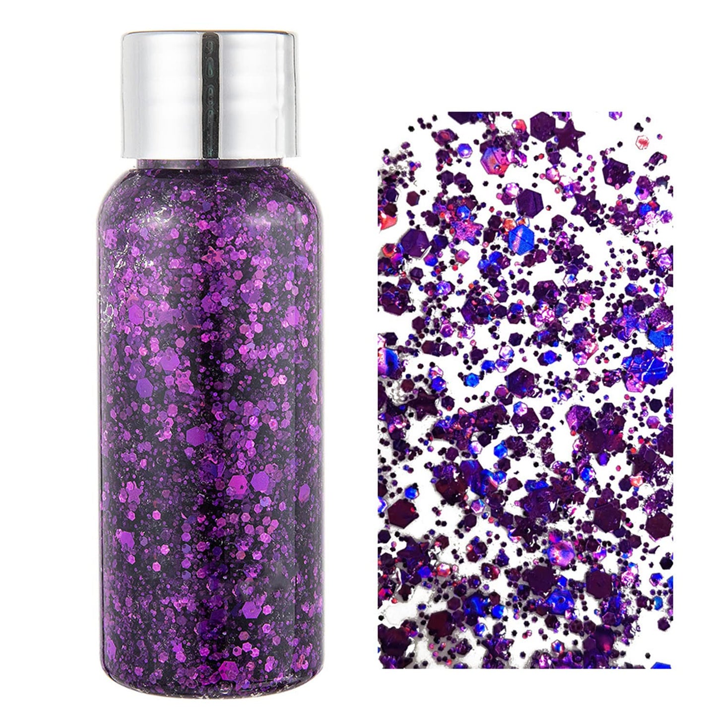 MAEPEOR Chunky Face Body Glitter Gel 19 Colors Mermaid Sequins Holographic Body Glitter Gel Long-Lasting Festival Makeup Glitter Paint for Face Body