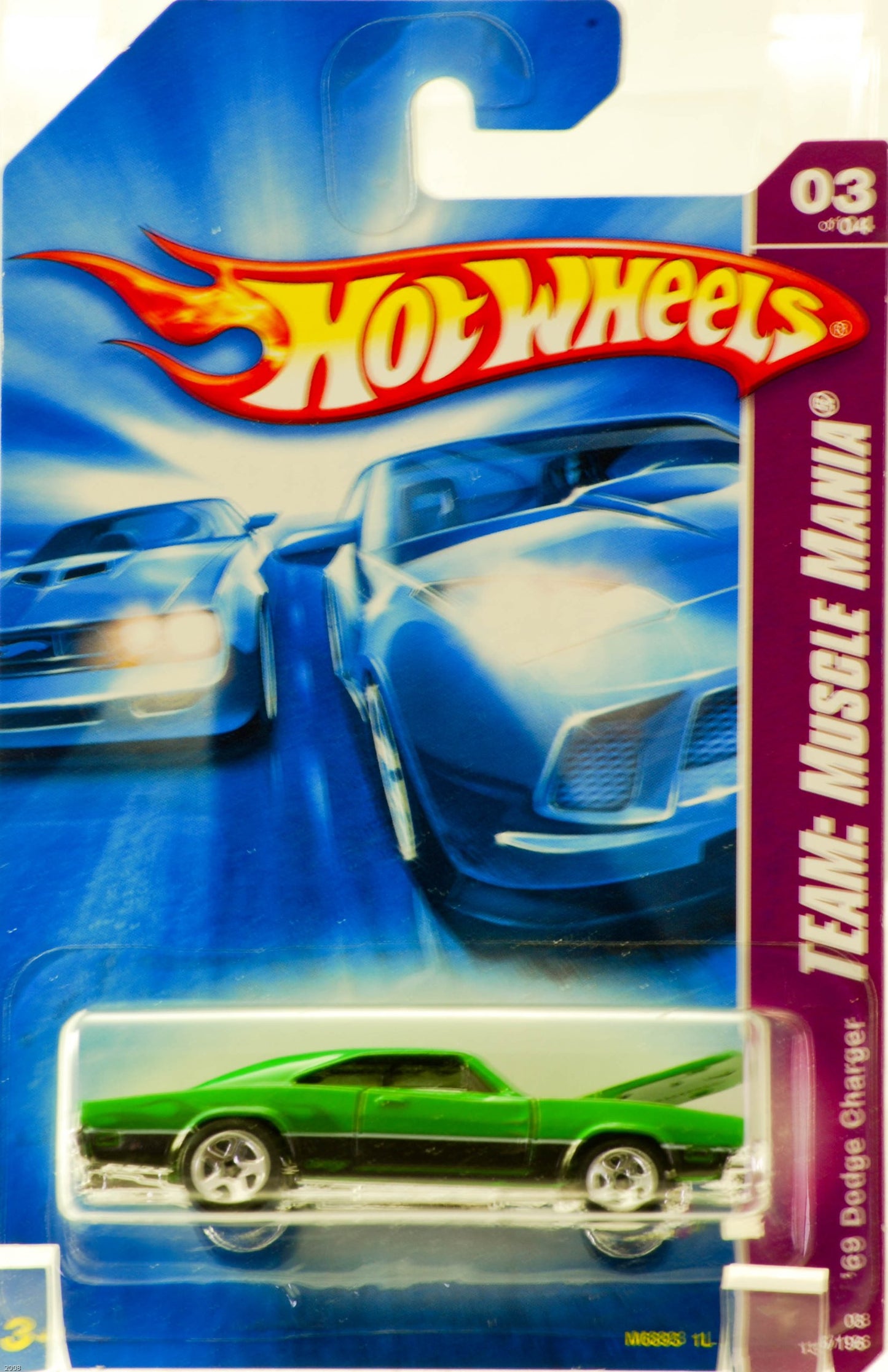 Hot Wheels 2008 Team Muscle Mania '69 Dodge Charger 135/196, Green