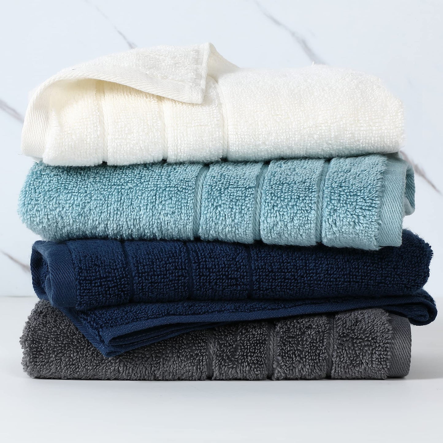 Anne Klein 6-Piece Reverie Towel Set, 2 Bath Towels, 2 Hand Towels, 2 Wash Cloths, 100% Cotton, Grey