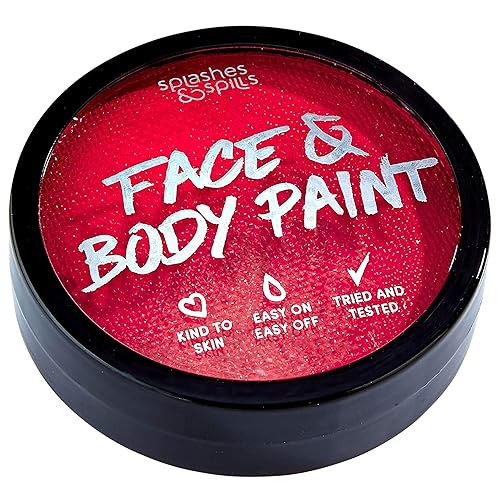 Water Activated SFX Face and Body Paint - Red Face Paint, Special Effects Makeup 18g Cake Tub - Pretend Costume and Dress Up Makeup - Great
