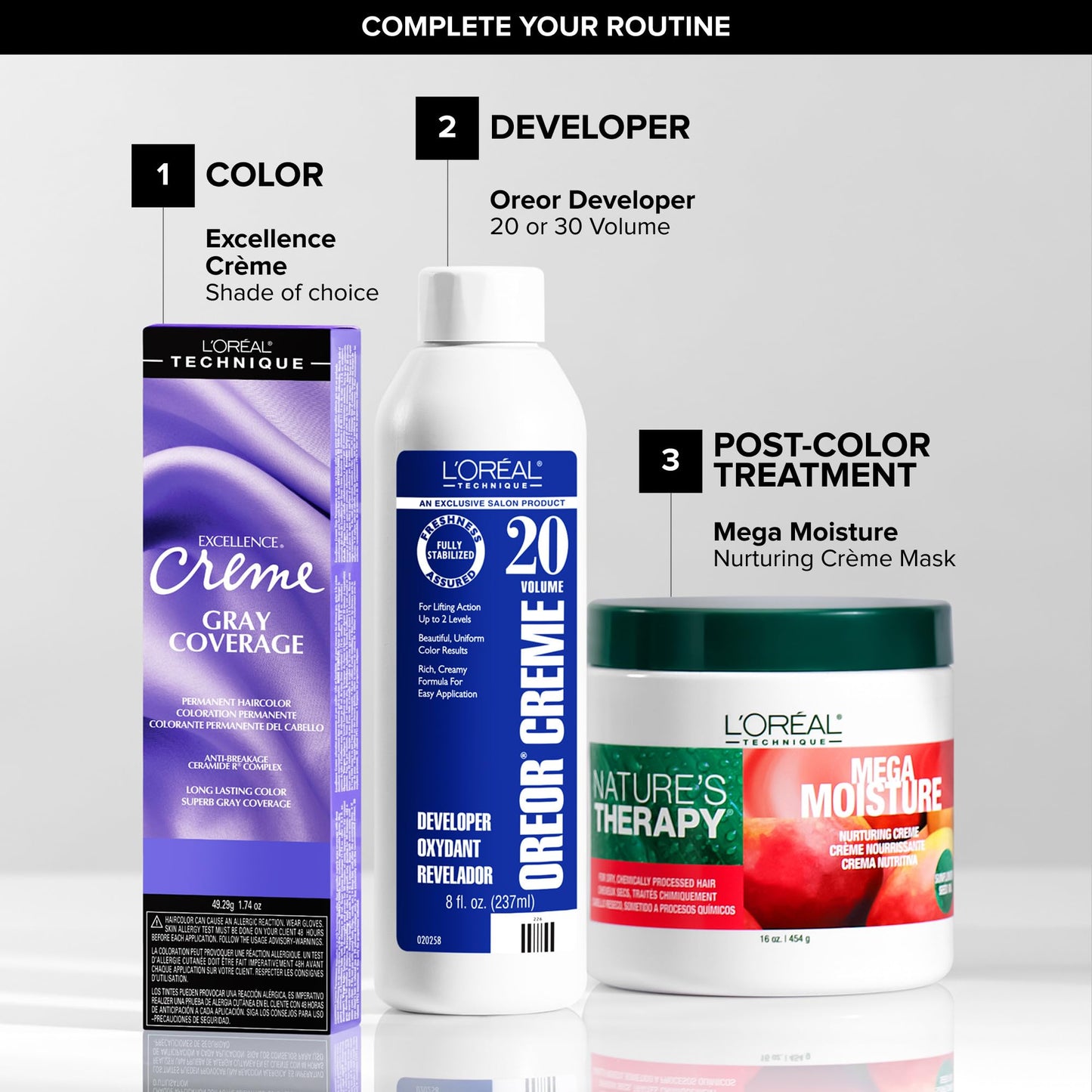L'Oréal Technique Excellence Crème Permanent Hair Color - Long-Lasting Hair Dye, Rich Formula With No-Drip Application, Superb Gray Coverage, Dark Beauty and Personal Care L'OREAL TECHNIQUE