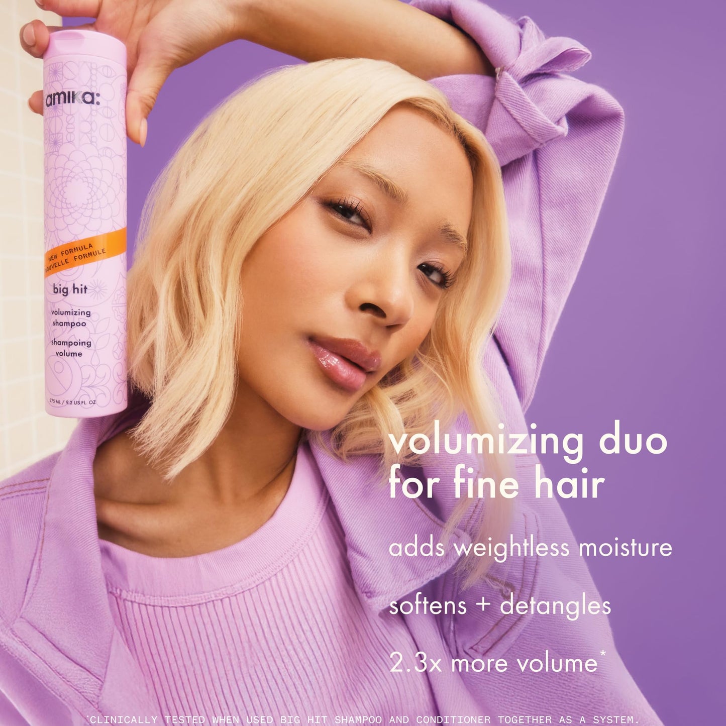 amika big hit volumizing shampoo, 275ml