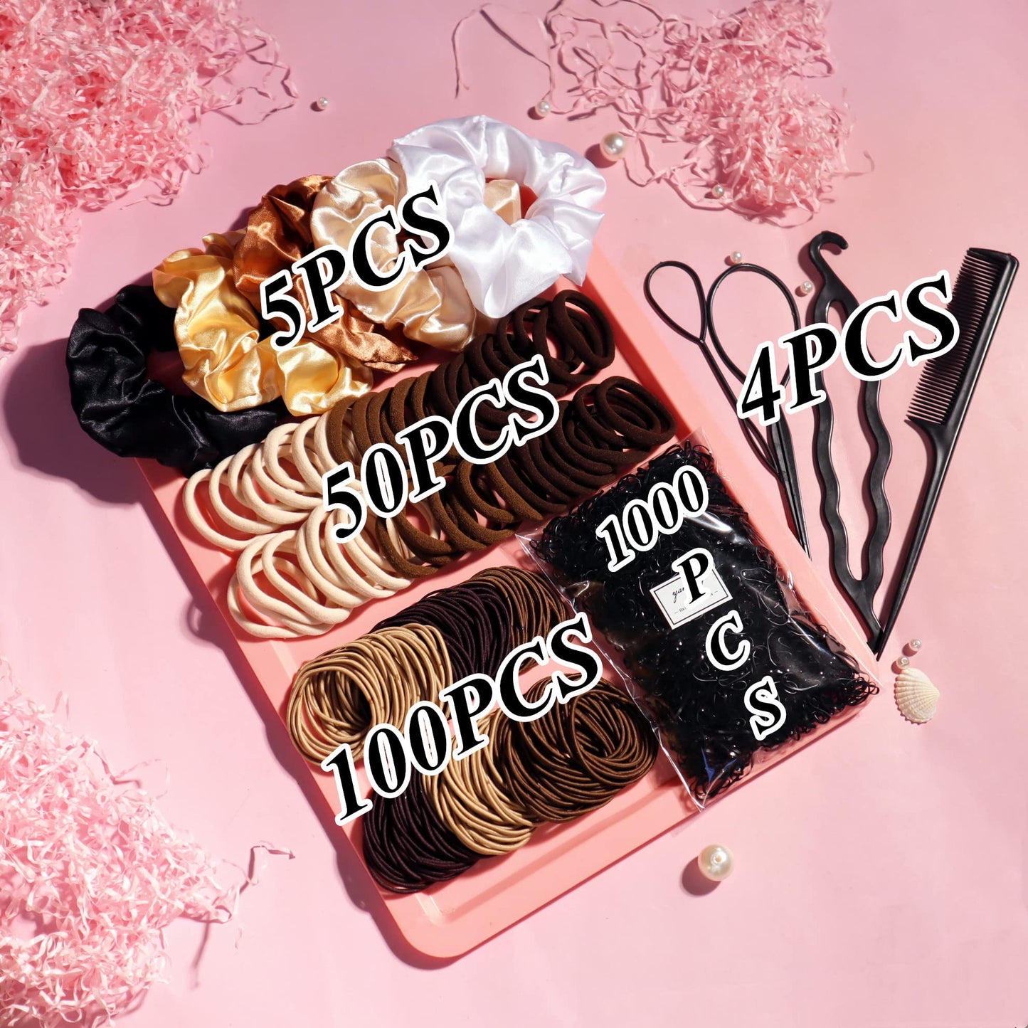 YANRONG 1159PCS Hair Accessories for Woman Set Seamless Ponytail Holders Variety Hair Scrunchies Hair Bands Scrunchy Hair Ties For Thick and Curly