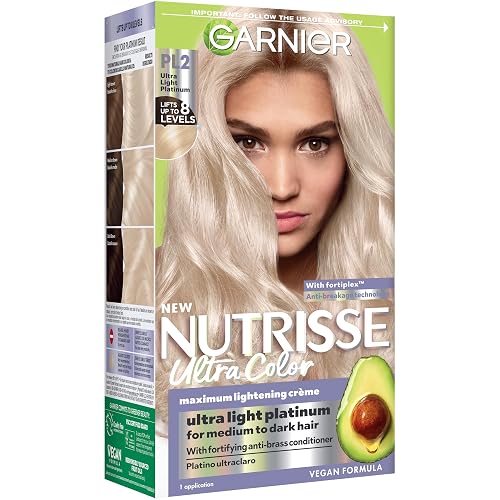 Garnier Nutrisse Ultra Color Hair Color, Permanent Hair Dye for Up to 8 Weeks of Bold, Vibrant, Fade-Resistant Results, Vegan & Cruelty-Free, PL2
