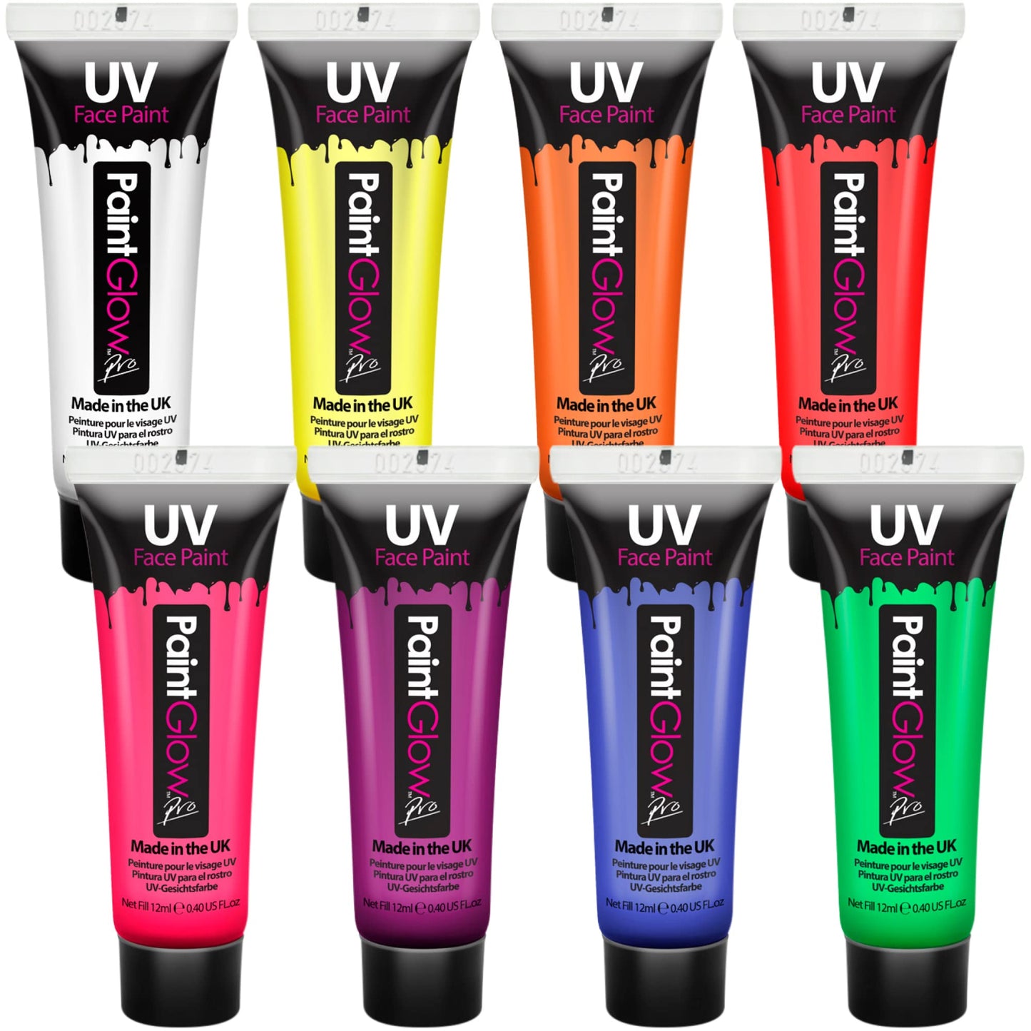UV Body Paint and Face Paint - 8 Colors - Blacklight Reactive Paints - Body Makeup Glows In the Dark for Black Light Parties, Halloween Costume