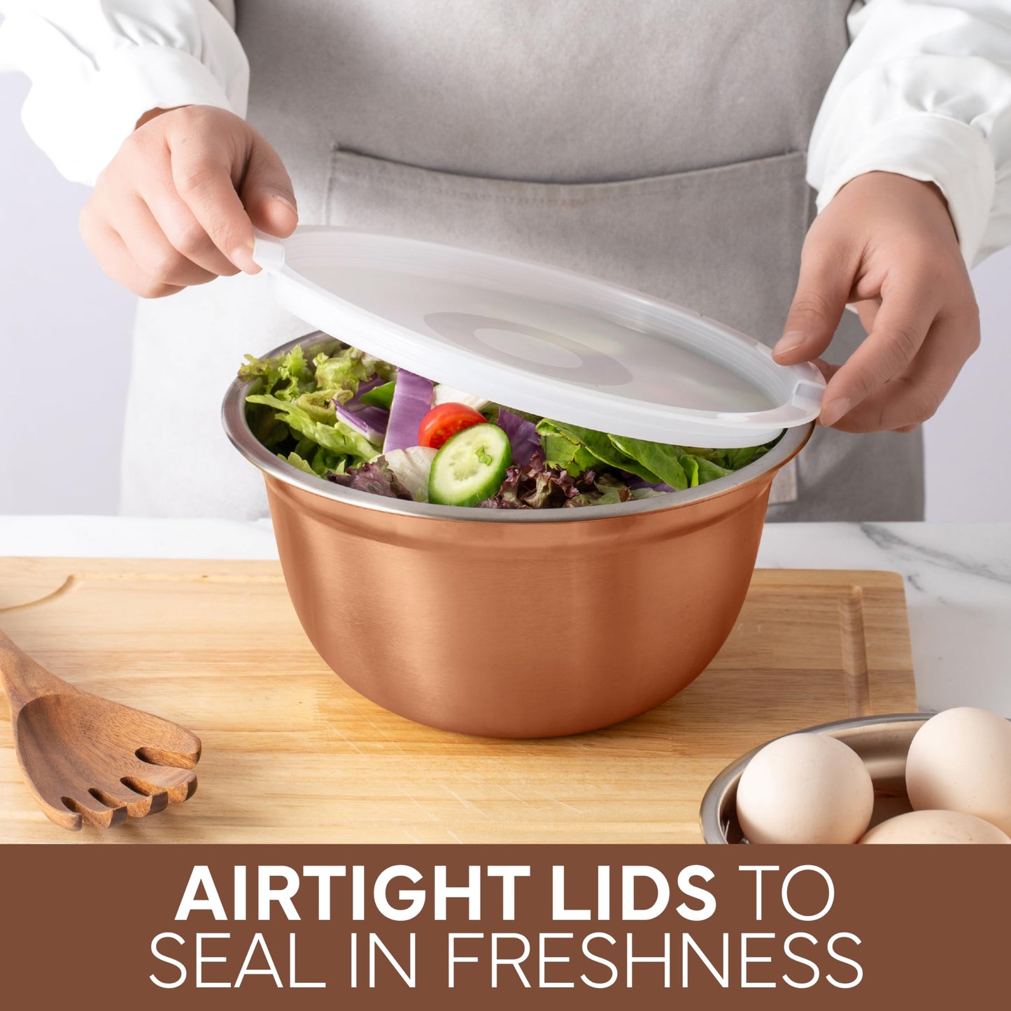 COOK WITH COLOR 18 Piece Mixing Bowls Set with Airtight Lids, Stainless Steel Bowl Organizers, Food Storage Containers, Meal Prep, Nesting Salad…