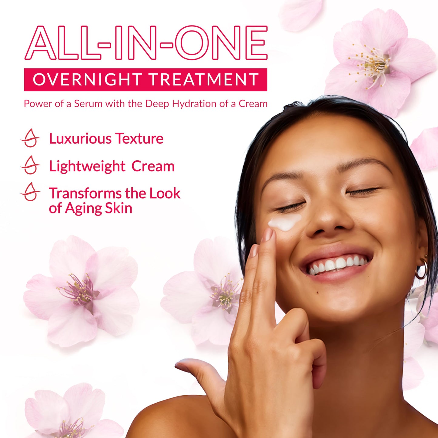 Hada Labo Tokyo Anti-Aging Overnight Treatment, Hyaluronic Acid Night Cream for Intense Hydration, Skin Renewal With Collagen, Japanese Honeysuckle