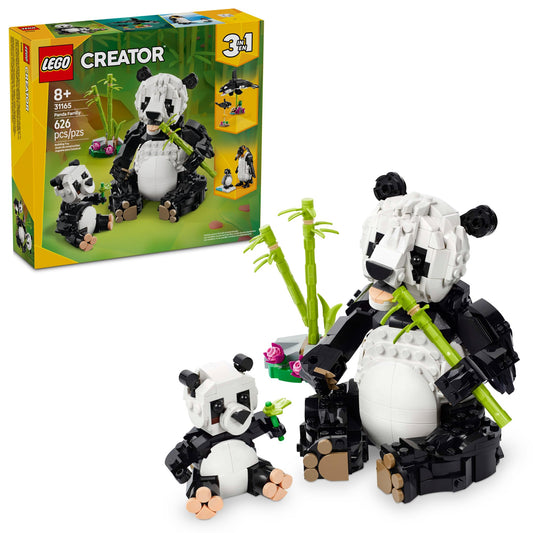 LEGO Creator 3 in 1 Wild Animals Panda Family 31165, Build Panda, Penguin or Orca, Fun Birthday Gift Building Toy for Kids Ages 8+