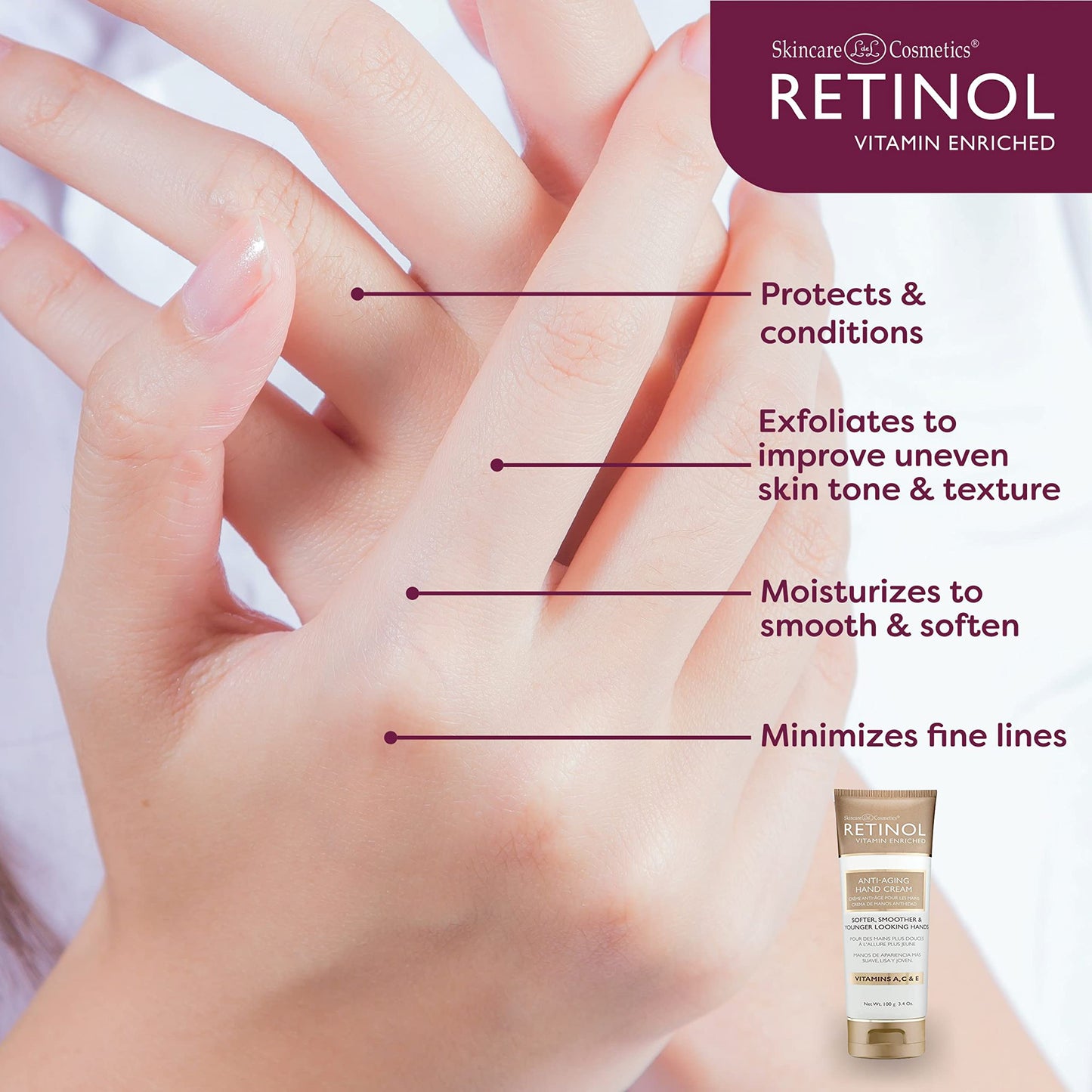 Retinol LIVAURA Anti-Aging Hand Cream - The Original Brand For Younger Looking Hands -Rich, Hand Cream Conditions & Protects Skin, Nails & Cuticles