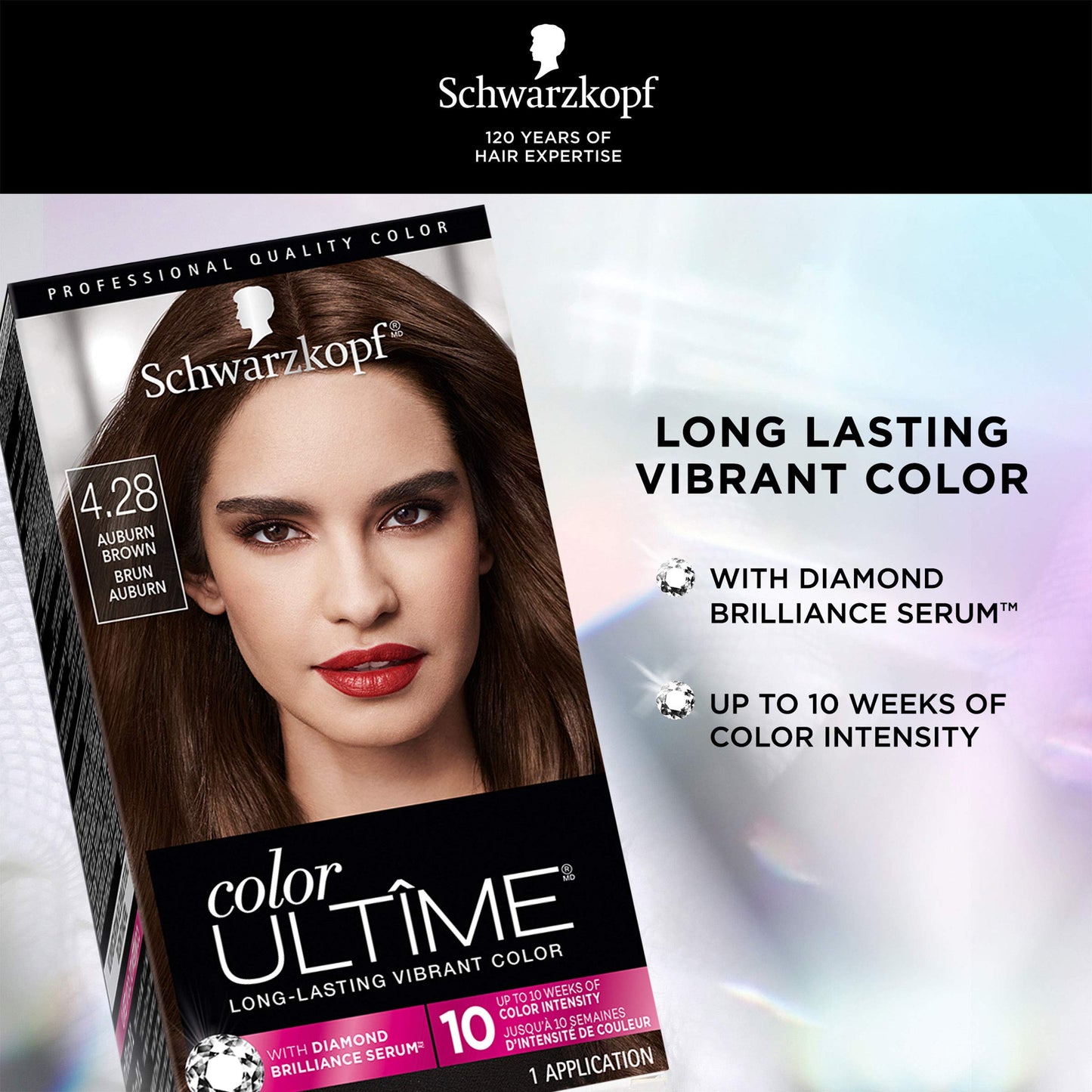 Schwarzkopf Color ultime permanent hair color creme, glam nights, 4.28 auburn brown