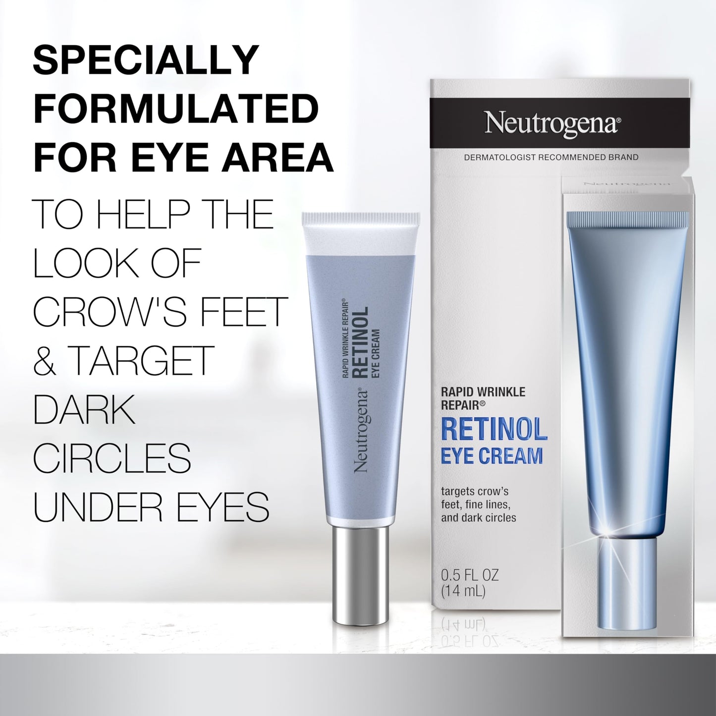 Neutrogena Rapid Wrinkle Repair Retinol Eye Cream for Dark Circles, Daily Anti-Aging Under Eye Cream with Retinol & Hyaluronic Acid to Fight Fine