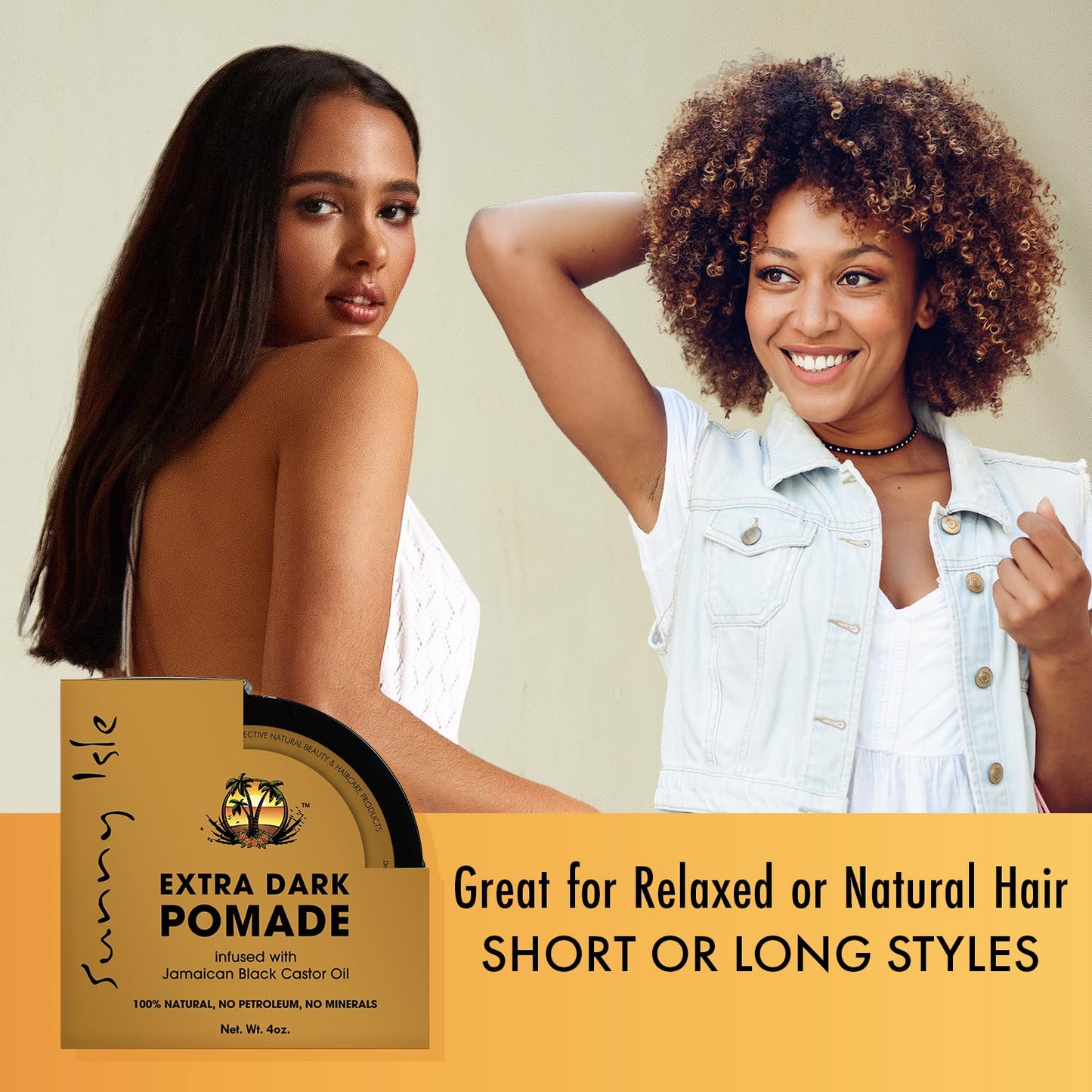 Sunny Isle Extra Dark Jamaican Black Castor Oil Hair Food Pomade - Moisturizes, Fights Dandruff, Frizz Control - 4 oz