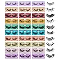 FARRED Wholesale False Lashes 30 Pairs 10 Styles Medium Length Vegan Eyelashes Fluffy Volume Strip Lashes Bulk 10 Portable Boxes Fake Eyelashes Mixed