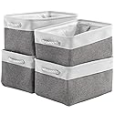 Sacyic Storage Basket 16x12x8 inch Fabric Sturdy Canvas Storage Bins Organizer with Handles for Clothes and Storage Foldable Storage Boxes Cubes