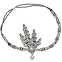 BABEYOND Art Deco 1920's Flapper Great Gatsby Inspired Leaf Medallion Pearl Headpiece Headband Black