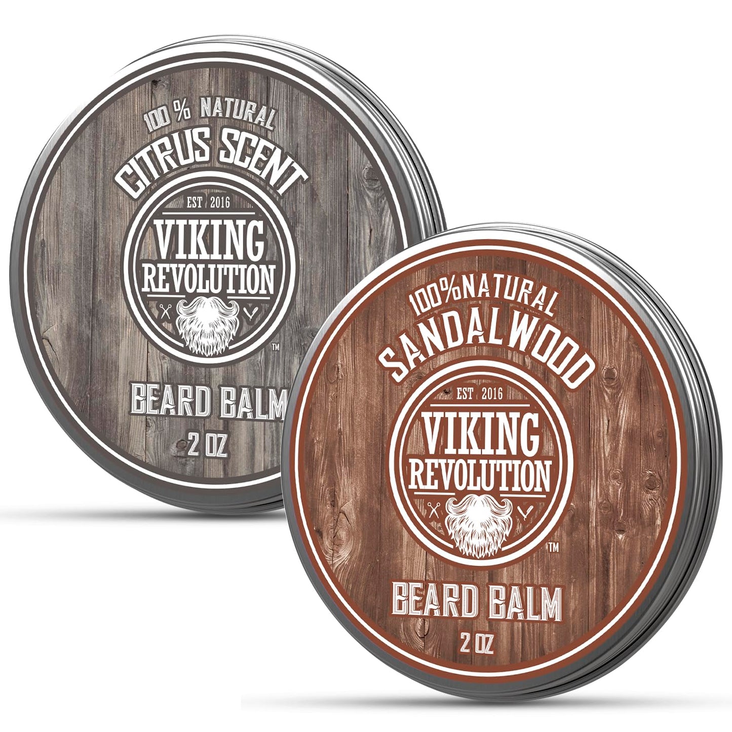 Viking Revolution Citrus and Sandalwood Beard Balm - Butter With Argan Oil, Softener With Jojoba Oil, Moisturizer With Beeswax - Wax for Men