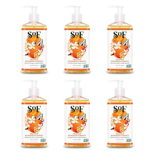 SoF Nourishing Hand Wash - With Moisturizing Sea Algae, Coconut & Olive Oil- Vegan & Non GMO- Free From Phthalates, Sulfates & Parabens- Orange
