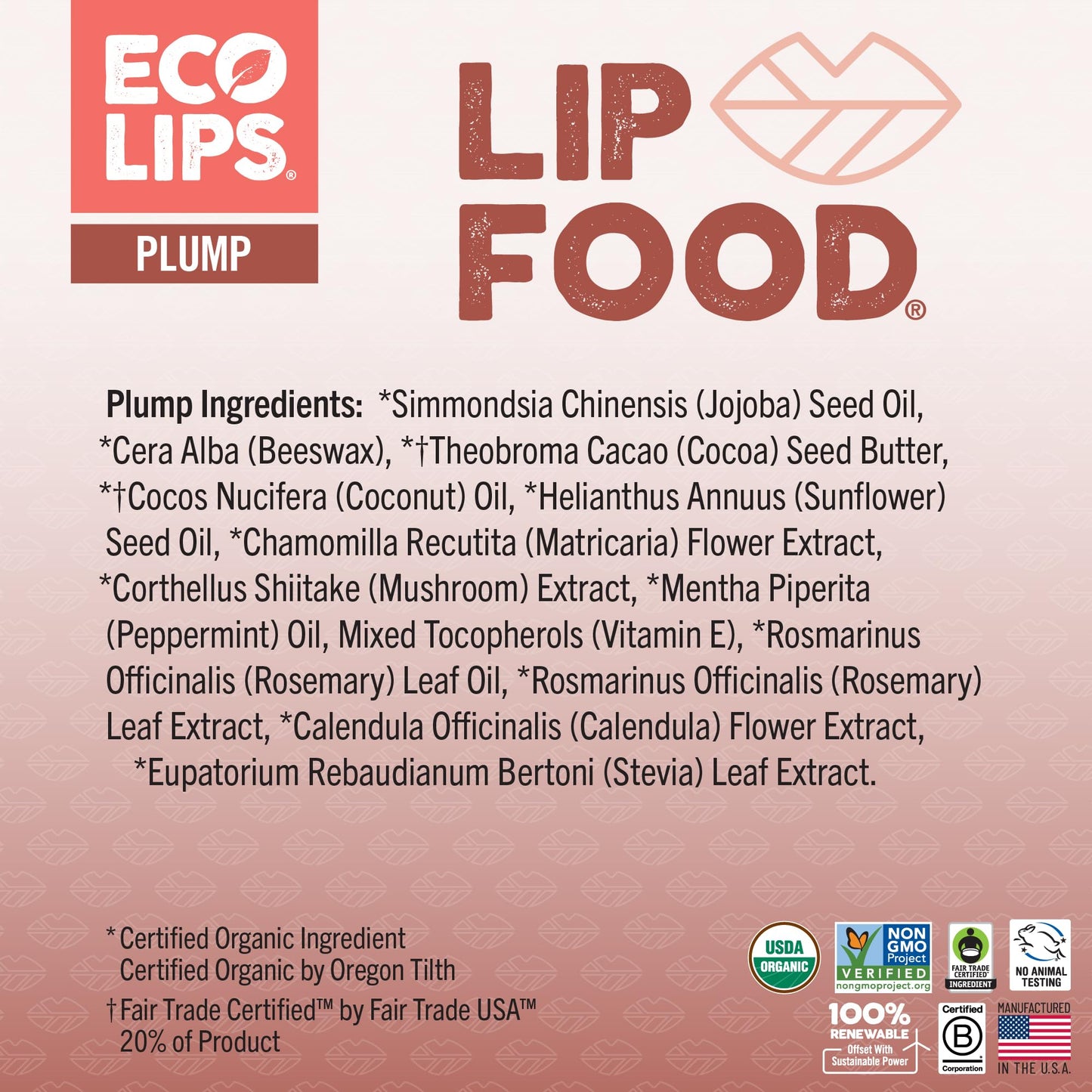 Eco Lips Lip Food - Organic Lip Balm (Plump), Rosemary Mint Flavor 3-pack