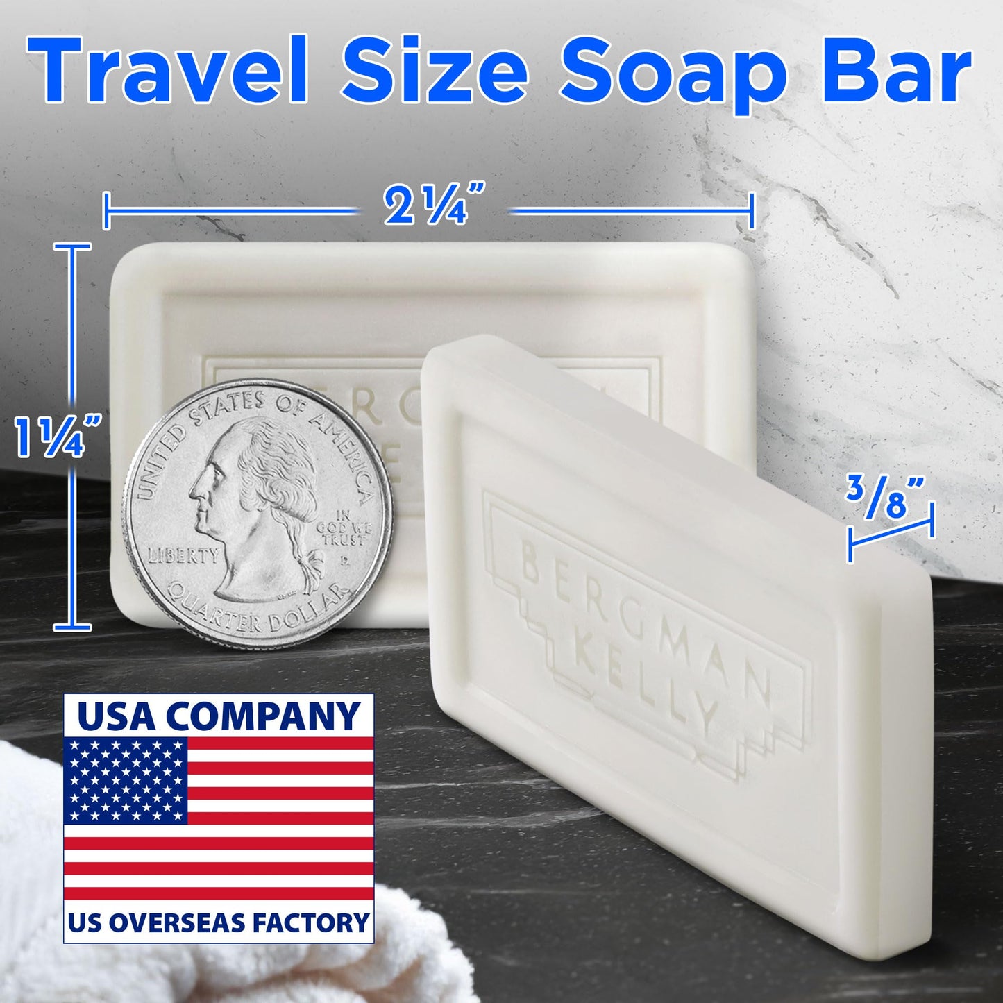 BERGMAN KELLY - Hotel Soap Bars - White Tea, 0.5 oz, 100 PK - Travel Size Luxury Bulk Amenities Bar Soap - Mini Individually Wrapped Rectangular Soap
