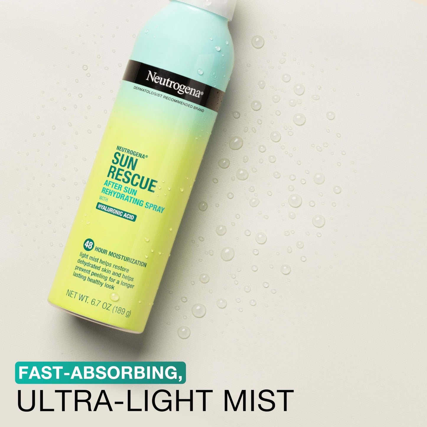 Neutrogena Sun Rescue After Sun Rehydrating Spray with Hyaluronic Acid, Vegan and Lightweight 48-Moisturizing Skin and Body Mist, Non-Comedogenic