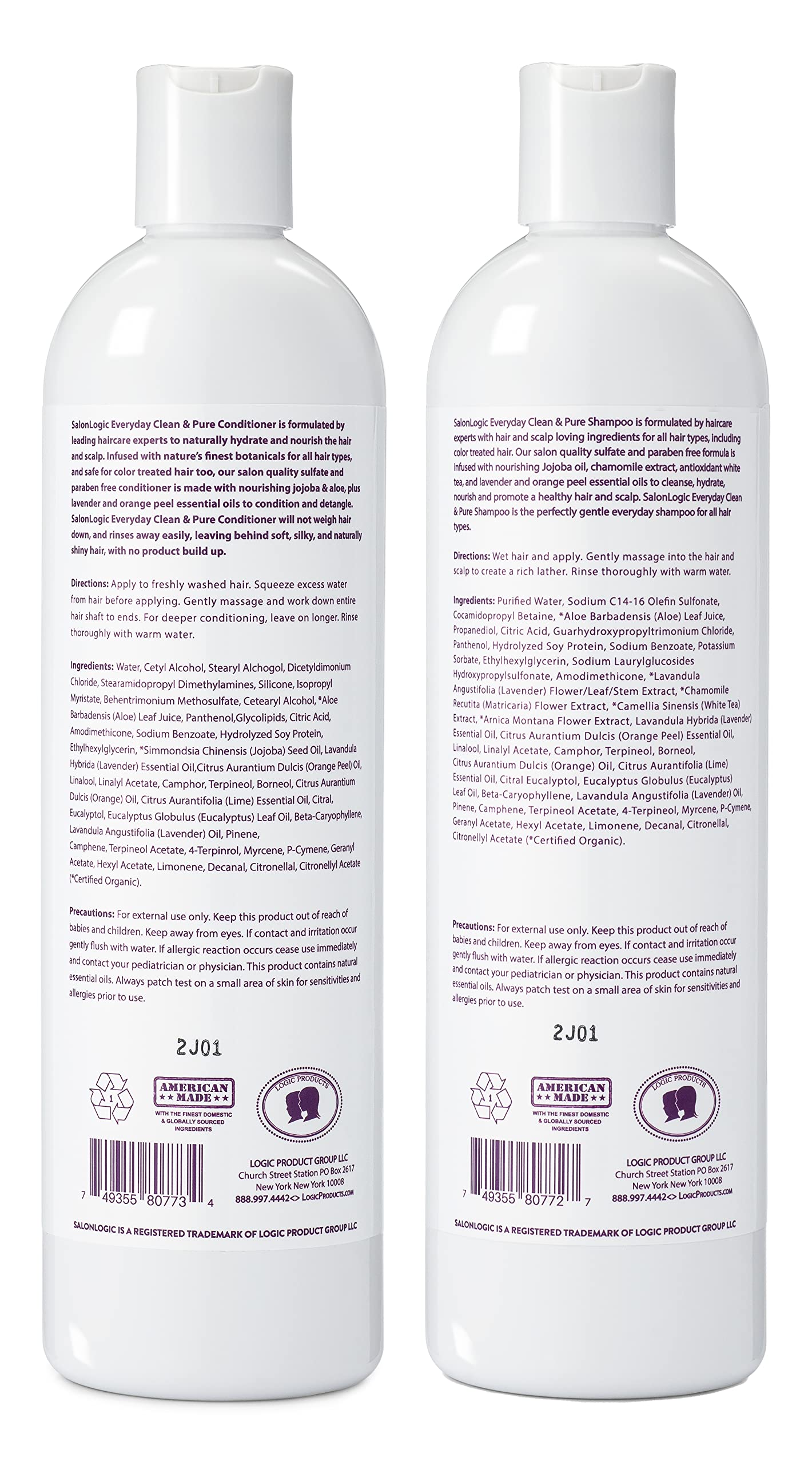 SalonLogic Everyday Clean & Pure Shampoo and Conditioner Set, Lavender - Salon Quality, Keratin treatment, Naturally Scented, Hydrating, Moisturizing