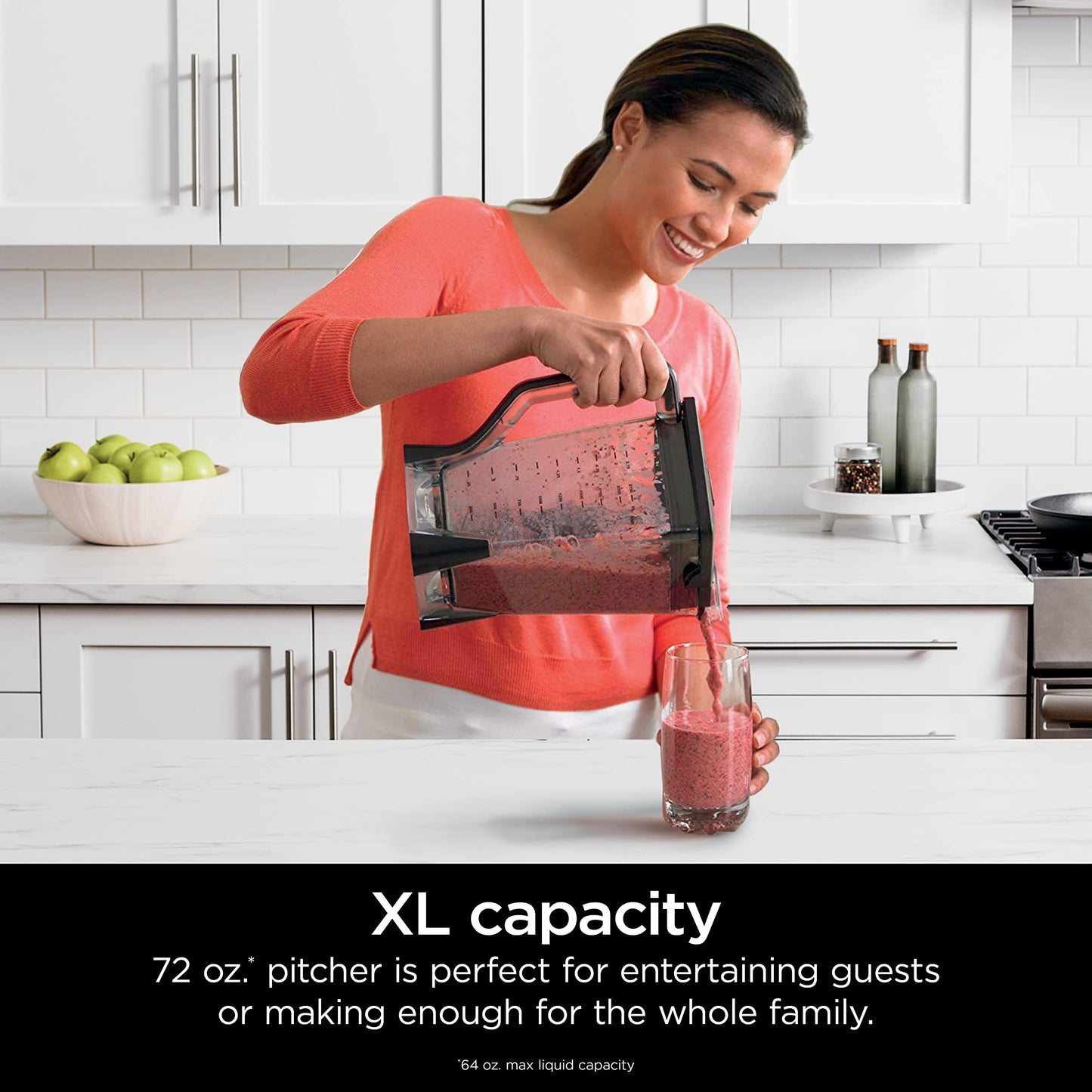 Ninja Professional Blender 1000W, Total Crushing Technology for Smoothies, Ice & Frozen Fruit, 72oz Countertop Pitcher, Black/Grey, BL610