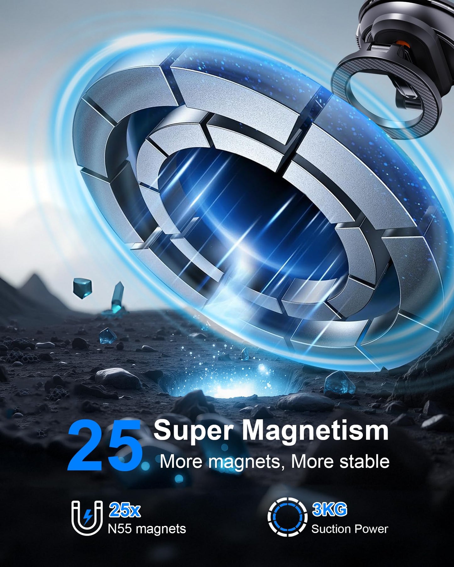 2-IN-1 Car Phone Holder for Magsafe【28 Strong Magnets】Magnetic Phone Holder for Car Phone Mount【360°】Phone Holders for Your Car Accessories for Women…