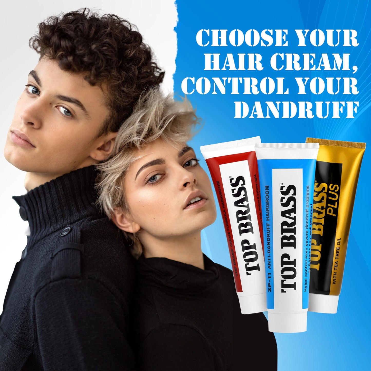 Top Brass Anti Dandruff Hair Cream for Men & Women - Hair Cream for Styling Infused with Beeswax & Candelilla - Relieves Scalp Dryness, Dandruff