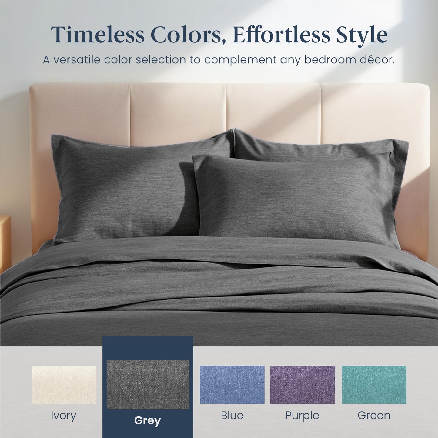 Ella Jayne Jersey Sheets Twin (4 Pieces) All Seasons, Wrinkle Resistant, Cozy Stretchable Knit T-Shirt, Super Soft with Deep Pockets Twin Jersey Sheet