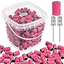Rolybag Sanding Bands for Nail Drill 240 Grit Extreme Fine Nail Sanding Bands 200Pcs Pink Professional Sanding Bands and 2Pcs Nail Drill Bits