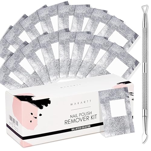Makartt Nail Polish Remover Set - 200 pcs Foil Nail Wraps with Cuticle Pusher, Soak Off Foils for Gel Remover with Lint-Free Larger Cotton Pads