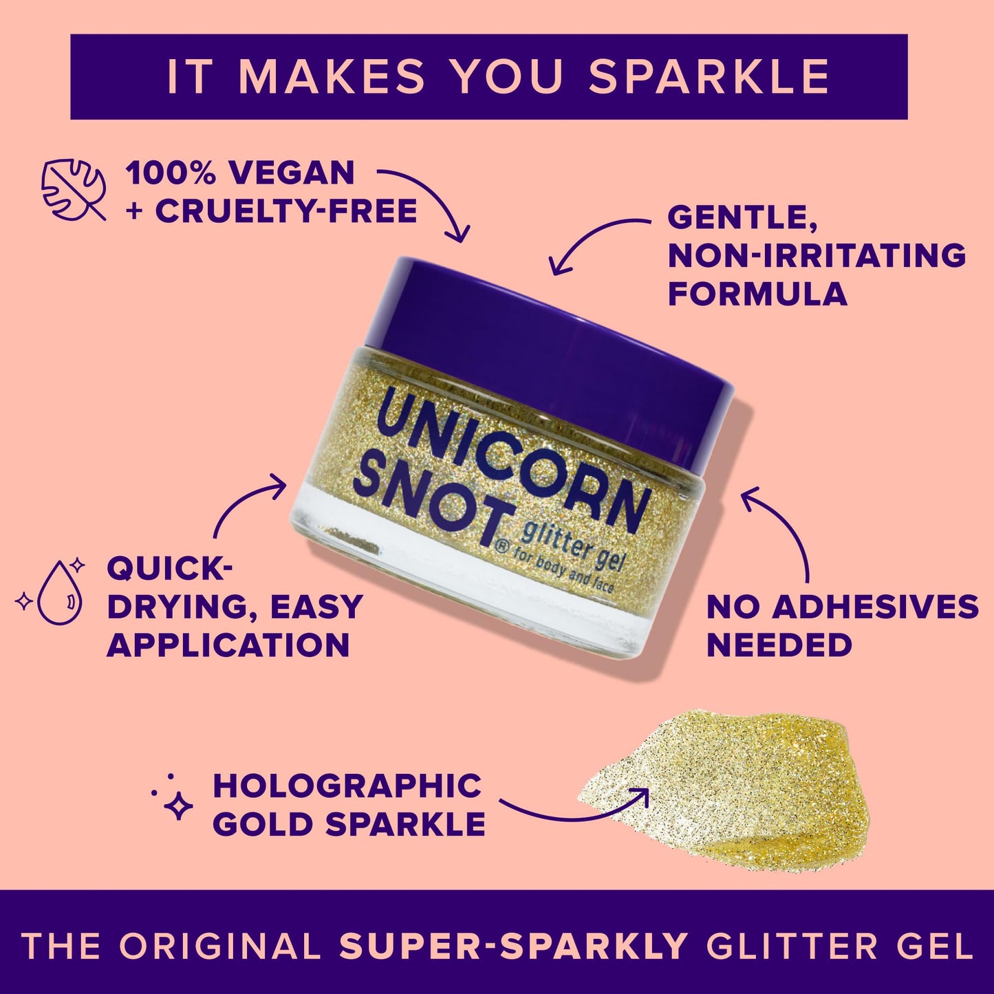 UNICORN SNOT Holographic Face Glitter & Body Glitter Gel | Holiday Glitter Makeup: Stocking Stuffers & Christmas Gift | Hair Glitter, Vegan & Cruelty
