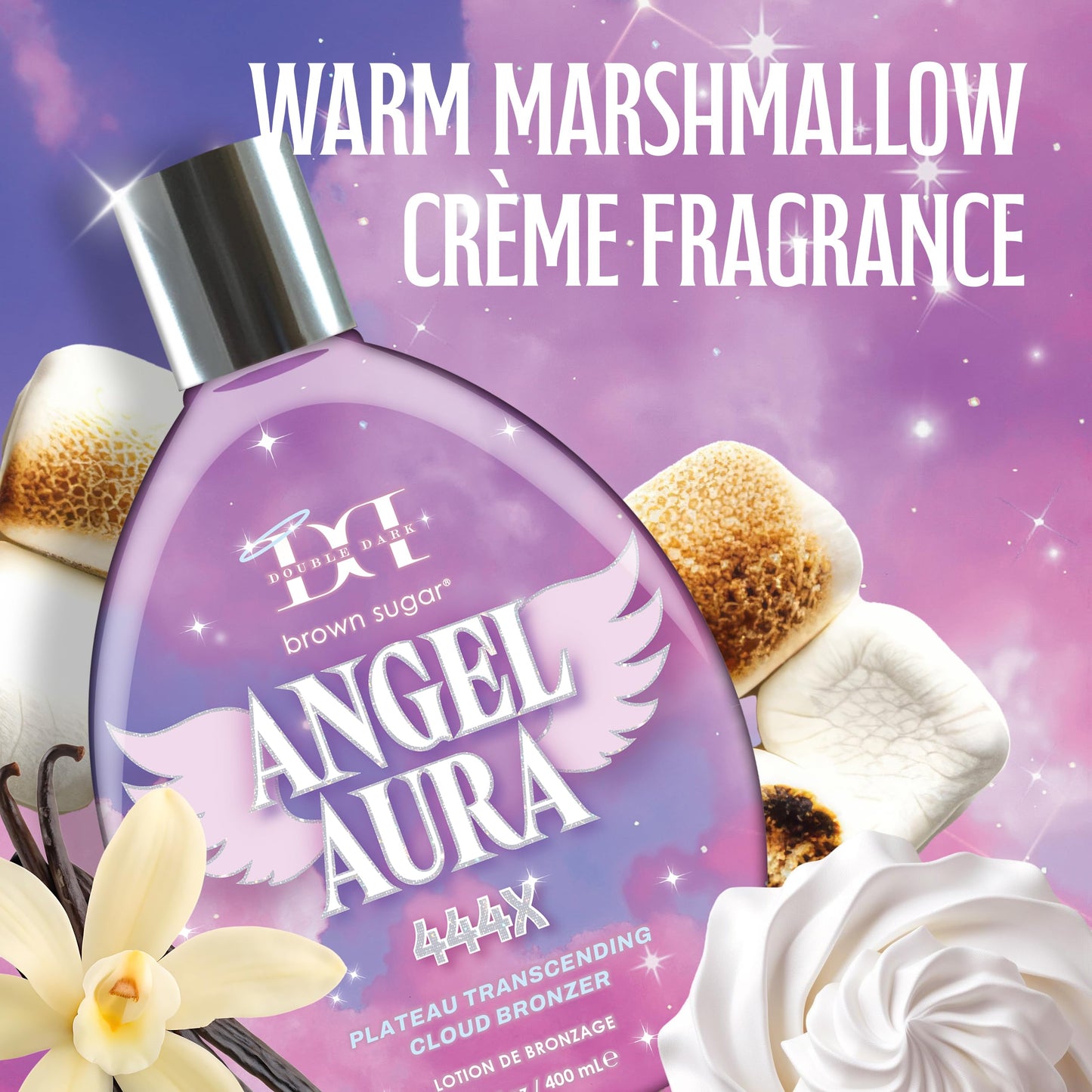 Brown Sugar Angel Aura Tanning Lotion, 444X Plateau-Transcending Cloud Bronzer with Halo Effect Skin Illuminators, 13.5 Fl Oz
