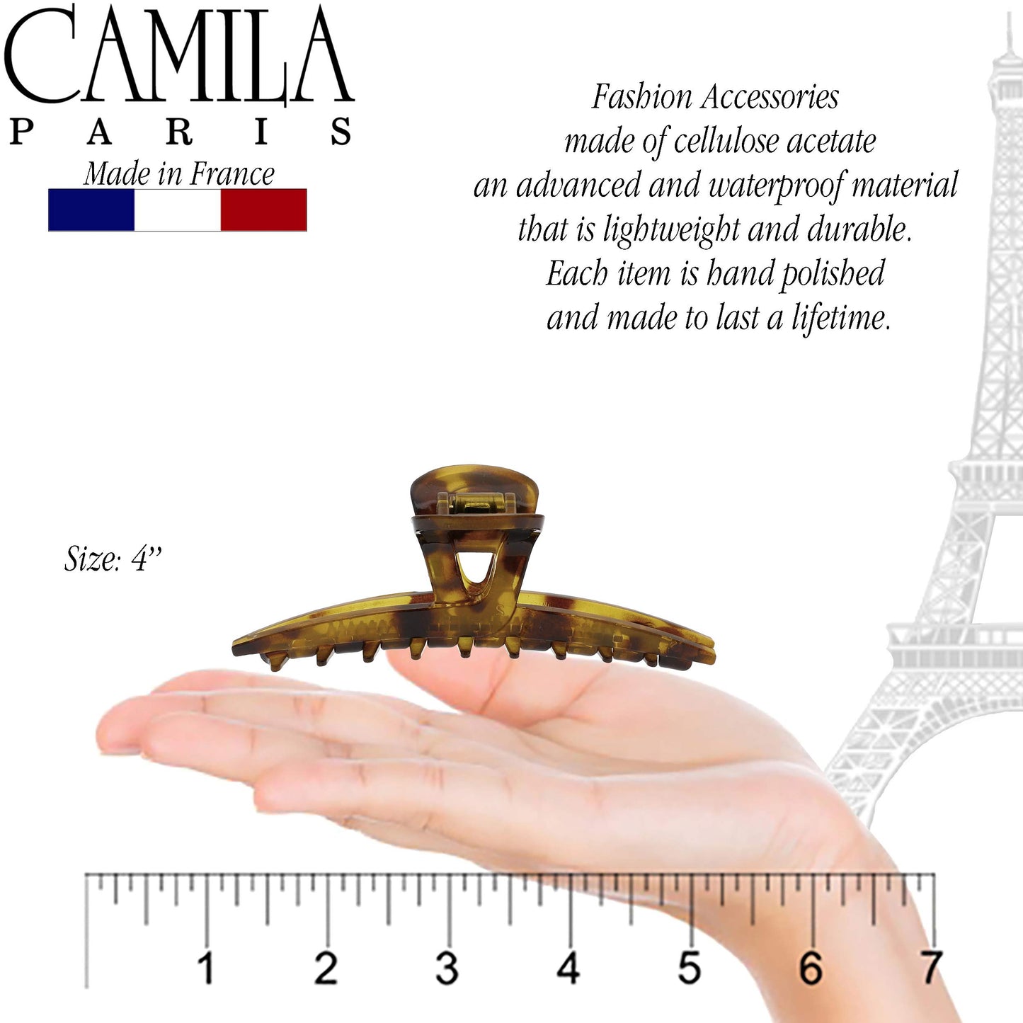Camila Paris CP2382 French Hair Clip for Women, Narrow, Strong Hold Grip Double Teeth Girls Hair Claw Clips Jaw, Fashion Durable Styling Hair