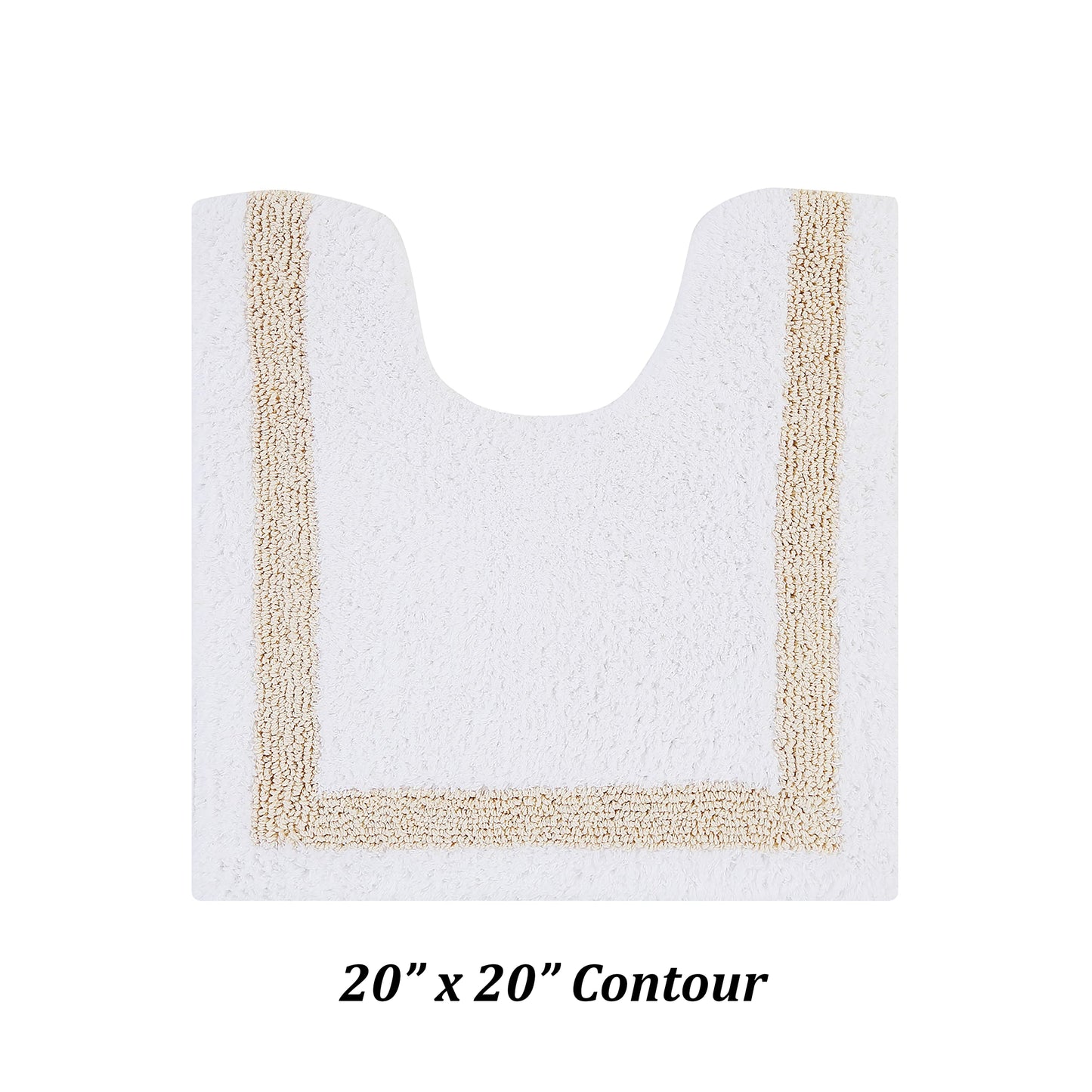 Better Trends 100% Cotton Hotel Collection Bath Mats Set, White & Sand Mats - Tufted, Reversible & Absorbent & Machine Washable 3 Piece Bathroom Rug…