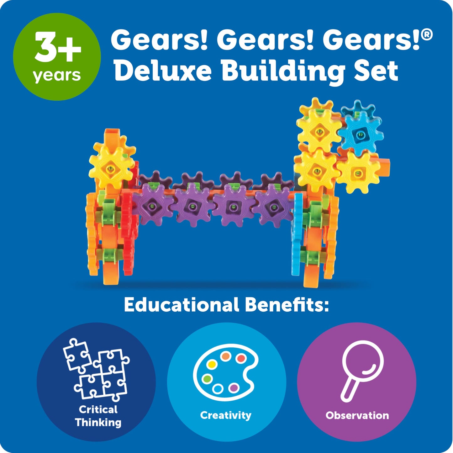 Learning Resources Gears! Gears! Gears! 100-Piece Deluxe Building Set - Preschool STEM Construction Toy for Toddlers and Kids Ages 3+